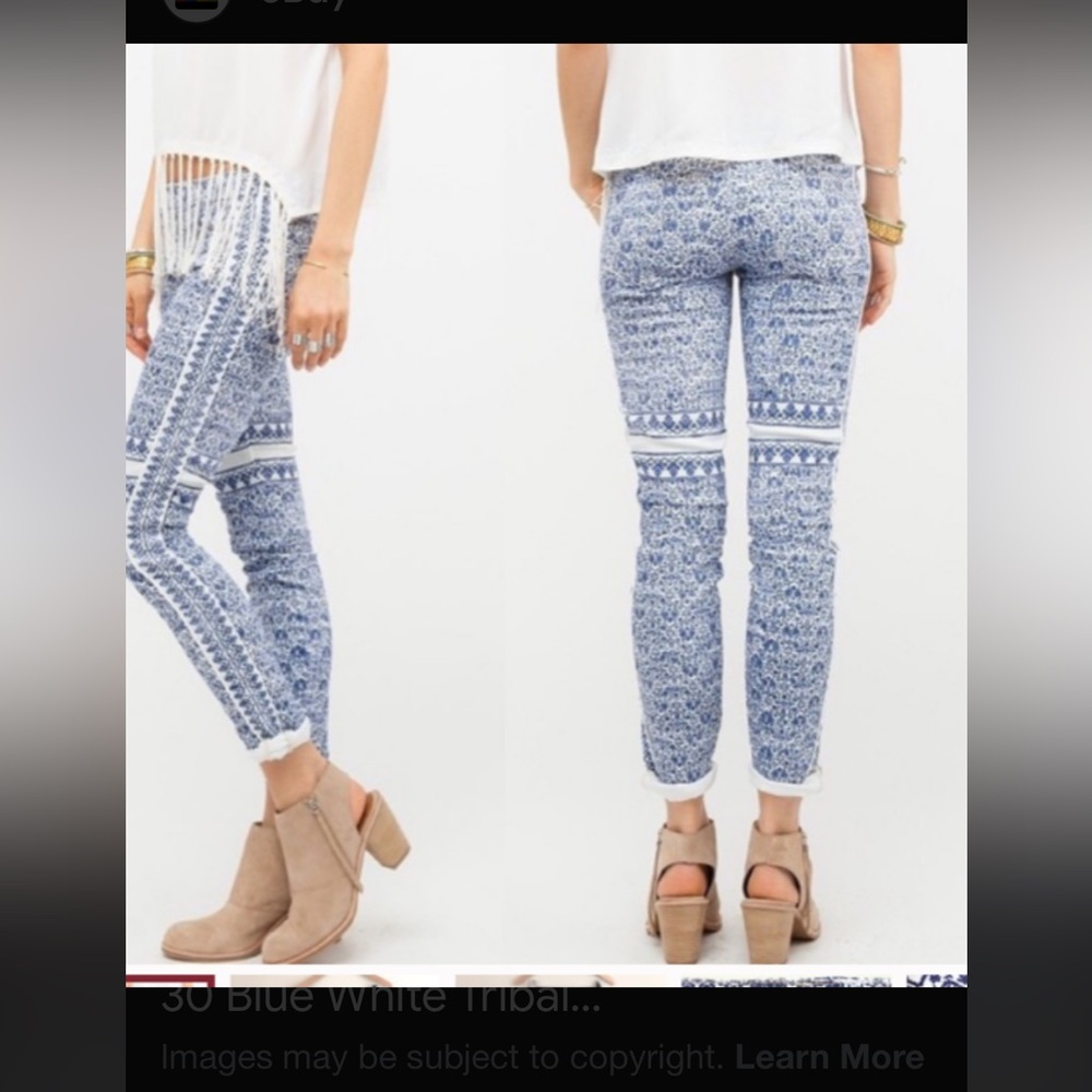MOTHER Colorblock Looker Shag Blue and White Skinny Jeans